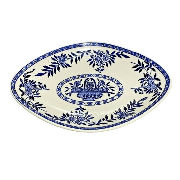 Sterling China USA Restaurant Ware STR42 shallow footed bowls (4) blue basket - Picture 1 of 7